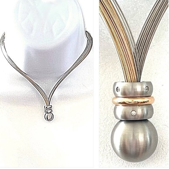 TeNo Genuine Diamond, Stainless Steel, & Gold Necklace!